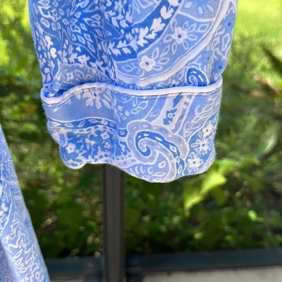 Ralph Lauren Women’s Blue Paisley Kimono Wrap Robe Shawl Collar Size Med